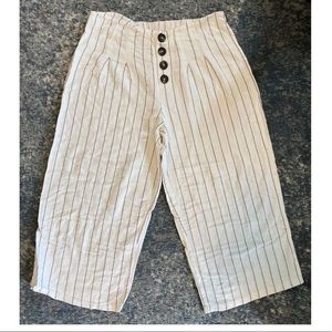 Cirious Brand White Pinstripe Linen Pants Size Large